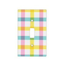 Pink Blue Yellow Plaid Light Switch Cover