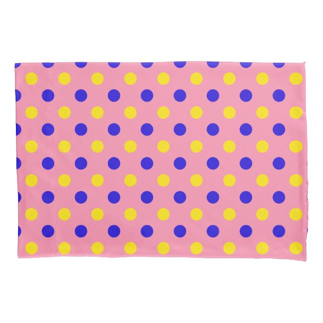 Pink Blue Yellow Polka Dots Design  Pillow Case (Front)