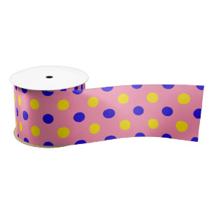 Pink Blue Yellow Polka Dots Design  Satin Ribbon