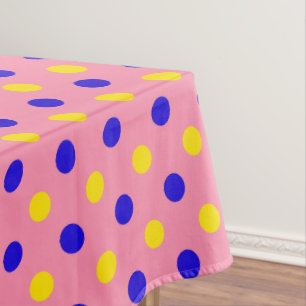 Pink Blue Yellow Polka Dots Design Tablecloth
