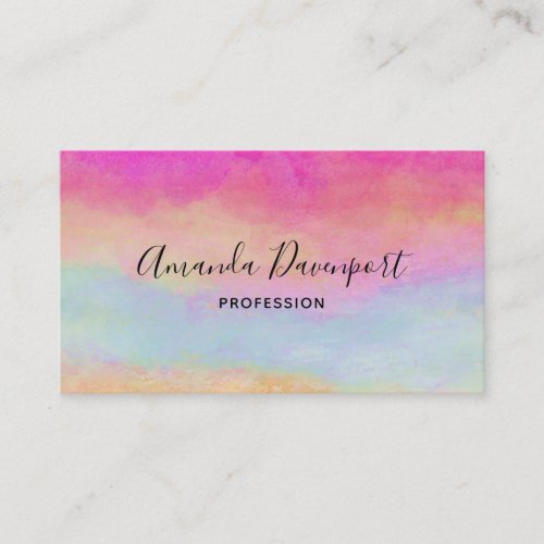 Pink Blue Yellow Rainbow Abstract Stripes Business Card