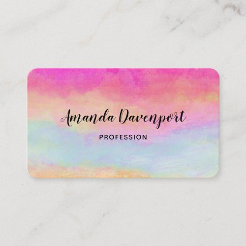 Pink Blue Yellow Rainbow Abstract Stripes Business Card