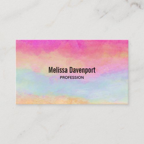 Pink Blue Yellow Rainbow Abstract Stripes Business Card