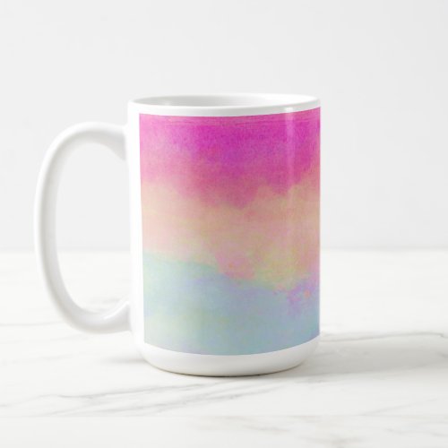 Pink Blue Yellow Rainbow Abstract Stripes Coffee Mug