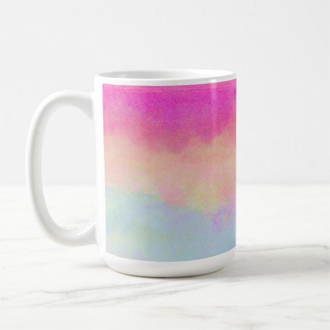 Pink Blue Yellow Rainbow Abstract Stripes Coffee Mug (Left)