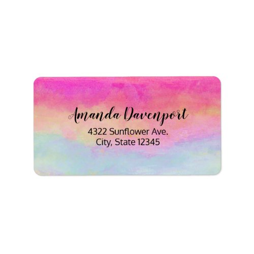 Pink Blue Yellow Rainbow Abstract Stripes Label