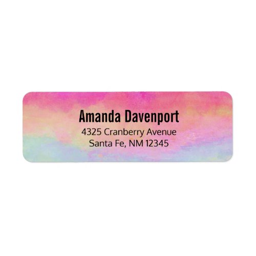 Pink Blue Yellow Rainbow Abstract Stripes Label