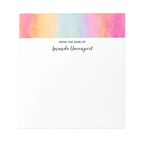Pink Blue Yellow Rainbow Abstract Stripes Notepad