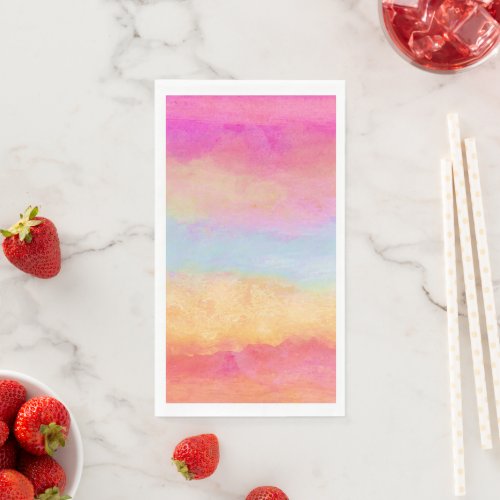  Pink Blue Yellow Rainbow Abstract Stripes Paper Guest Towels