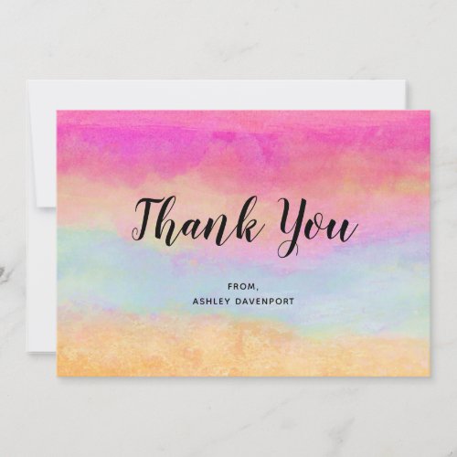 Pink Blue Yellow Rainbow Abstract Stripes Thank You Card