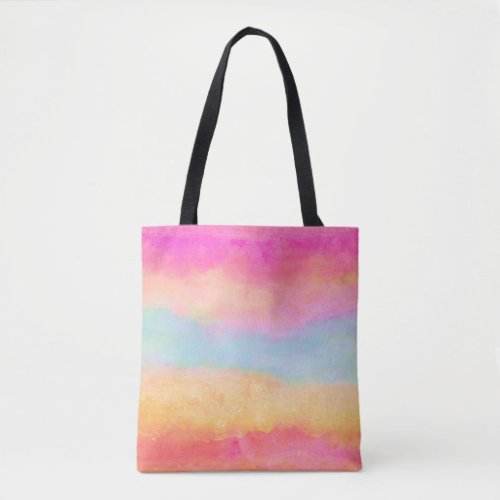 Pink Blue Yellow Rainbow Abstract Stripes Tote Bag