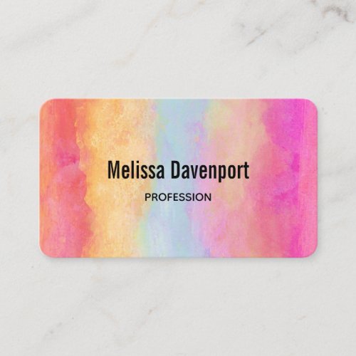 Pink Blue Yellow Rainbow Stripes Watercolor Business Card