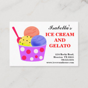 Pink Blue Yellow Red Ice Cream Gelato Business Card
