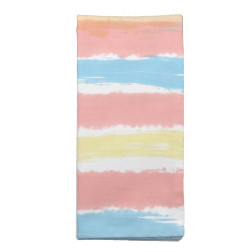 Pink Blue Yellow Watercolor Beach Stripes Cloth Napkin