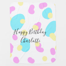 Pink blue yellowhappy birthday kids shapes abstrac