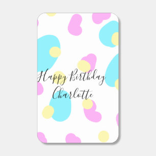 Pink blue yellowhappy birthday kids shapes abstrac matchboxes