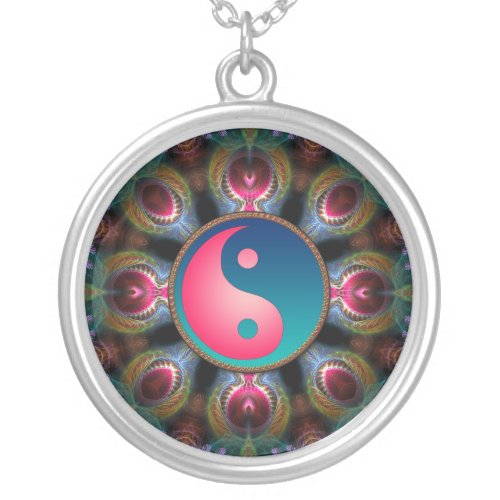 PinkBlue Yin Yang Fractal Energy Necklace