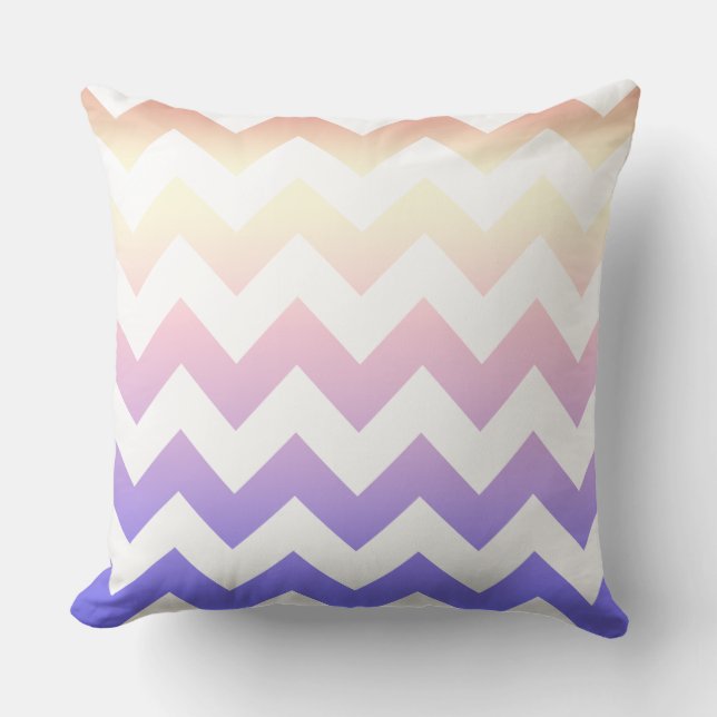 Pink Blue Zig Zag Striped Trow Pillow (Front)