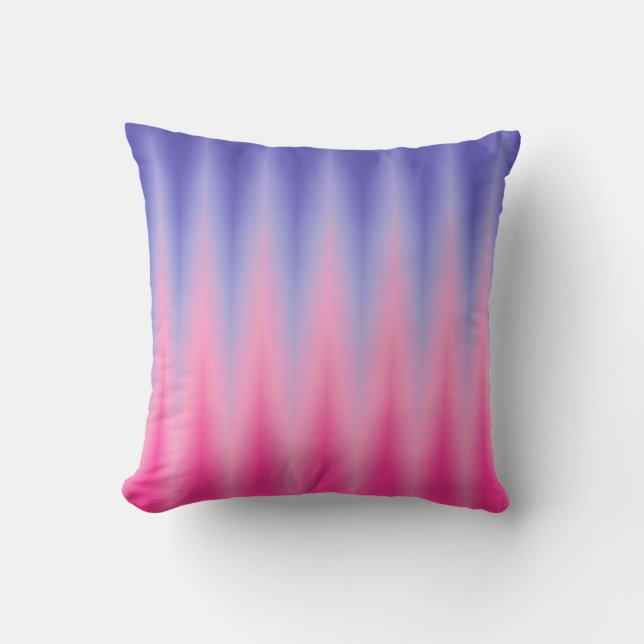 Pink Blue ZigZag Ikat Print Throw Pillow (Front)