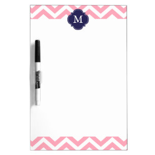 Pink & Blue Zigzags Pattern Monogram Dry-Erase Board