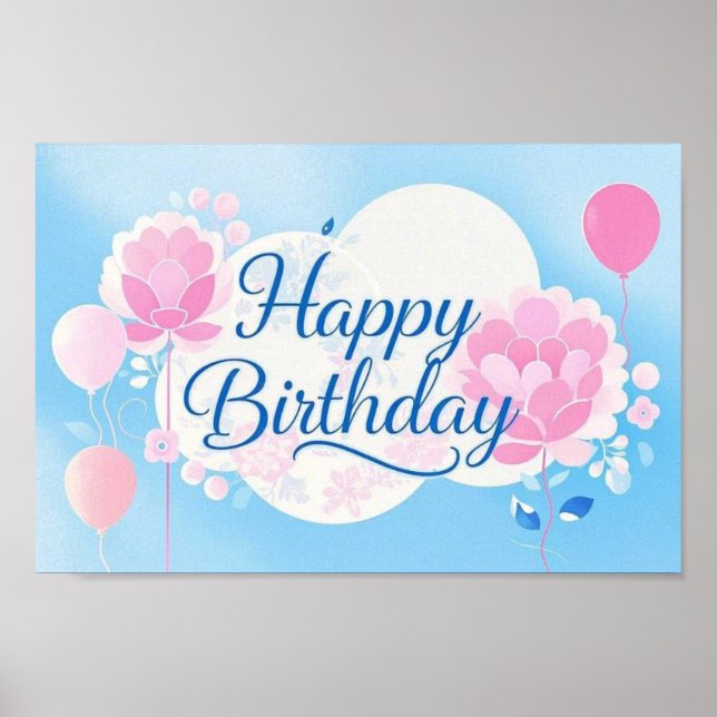 Pink bluebirthday luxurious elegant extravagant  poster (Front)