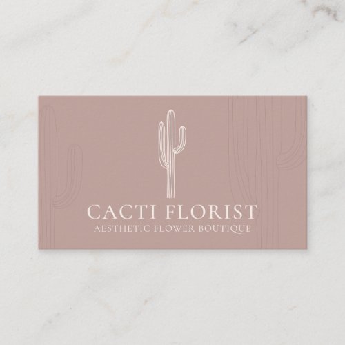 Pink Blush Abstract Boho Cacti Business Card