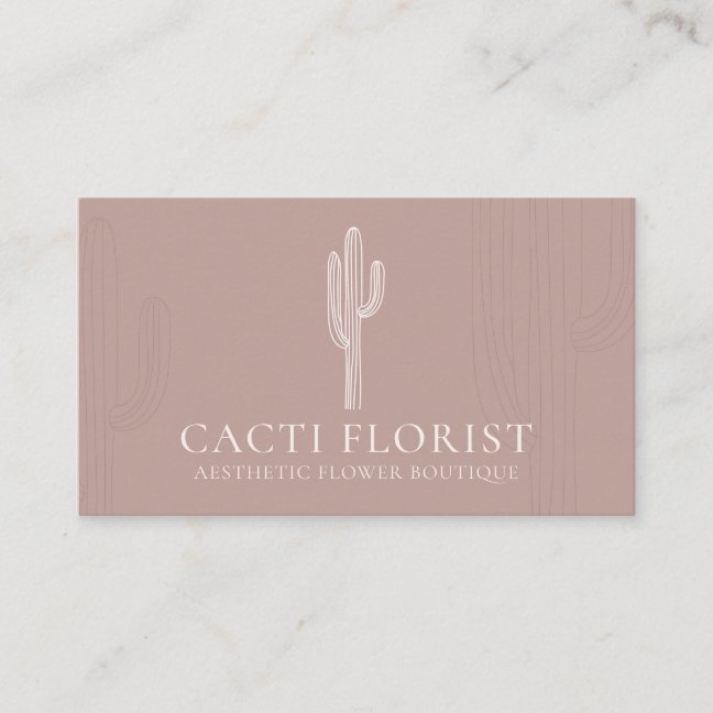 Pink Blush Abstract Boho Cacti Business Card