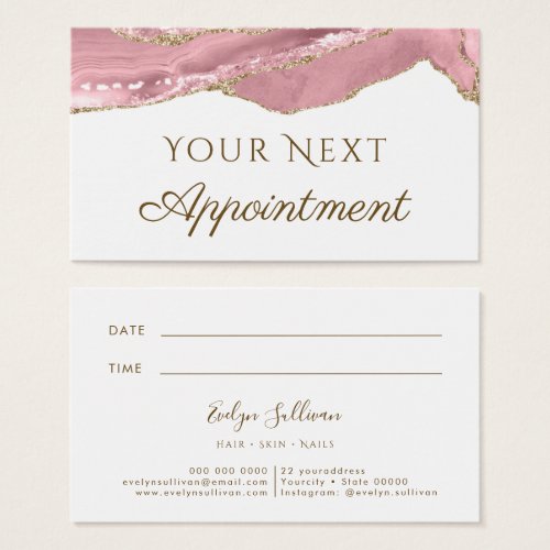 Pink Blush Agate Appointment Card