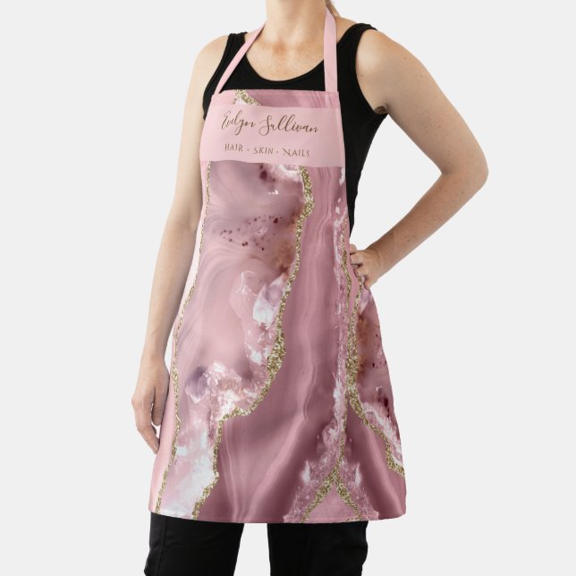 pink blush agate beauty professional apron (Insitu)