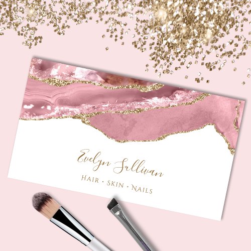 Pink blush agate business card