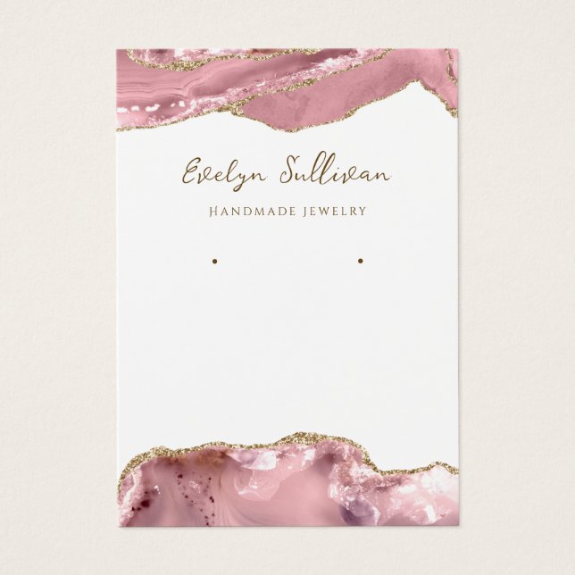 Pink blush agate jewelry display card (Front)