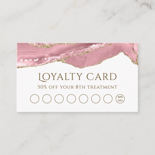 Pink Blush Agate Loyalty Card