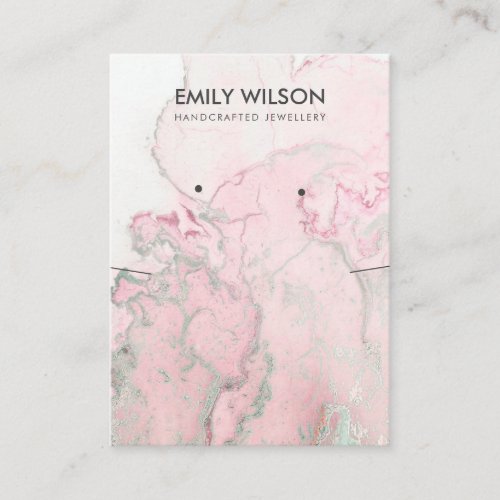PINK BLUSH AGATE MARBLE STUD NECKLACE DISPLAY BUSINESS CARD