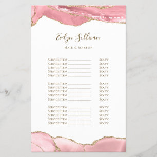 Pink blush agate price list flyer