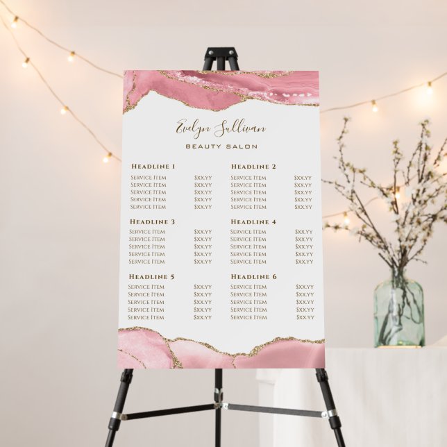  Pink Blush Agate Price List Foam Board (In Situ (Stand))