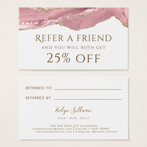 Pink Blush Agate Referral Card