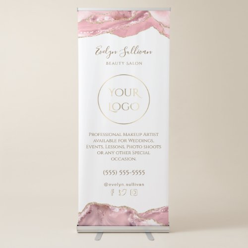 pink blush agate retractable banner