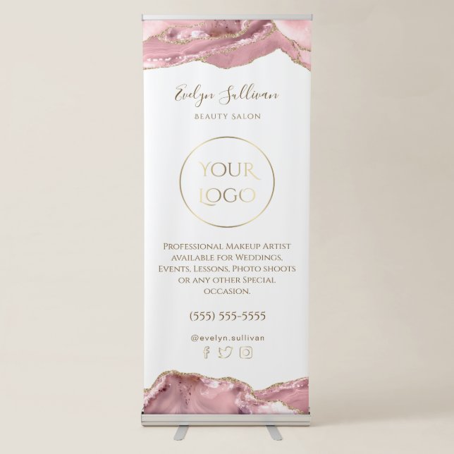 pink blush agate retractable banner (Front)