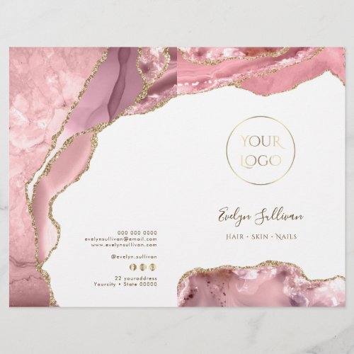 pink blush agate service menu brochure