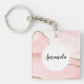 Pink Glitter Look Elegant Blank Template Custom Keychain