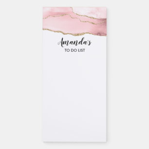 Pink Blush Agate with Gold Ribbon Elegant Magnetic Notepad
