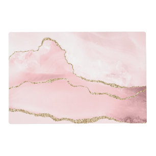 Pink Blush Agate with Gold Ribbon Elegant Placemat