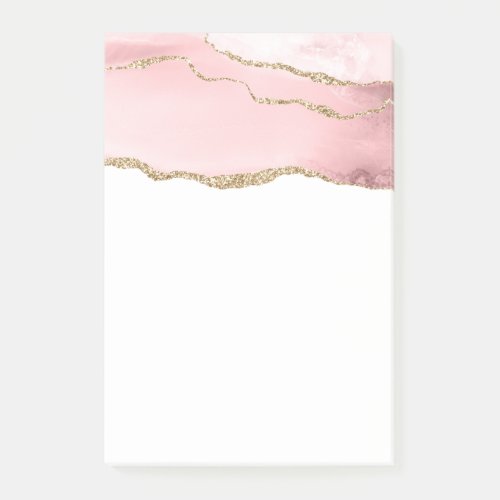 Pink Blush Agate with Gold Ribbon Elegant Post_it Notes