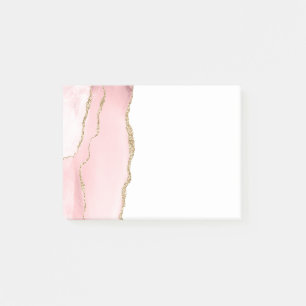 Pink Blush Agate with Gold Ribbon Elegant Post-it Notes