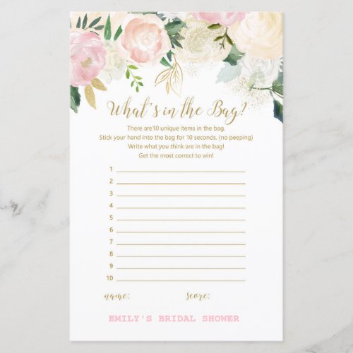 Pink Blush and Gold Bridal Shower Game PRINTED