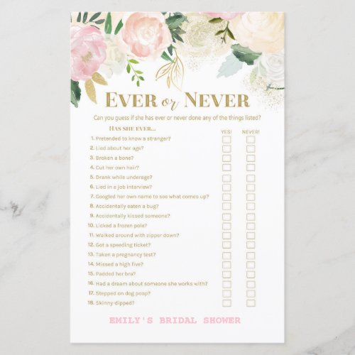 Pink Blush and Gold Bridal Shower Game PRINTED