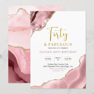 Pink Blush and Gold Forty and Fabulous Invitation