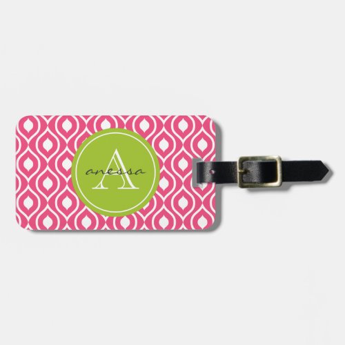 Pink Blush and Green Apple Gail Print Luggage Tag