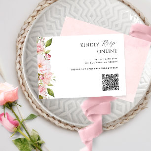 Pink, Blush and Rose Gold Wedding QR Code RSVP Card