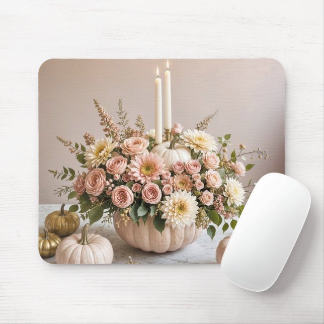 Pink Blush Autumn Arrangement Mouse Pad (With Mouse)